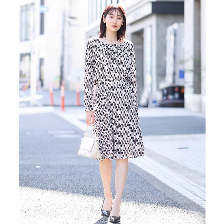 スクエア幾何柄ジャージスカート/洗える | OFUON | 詳細画像2 