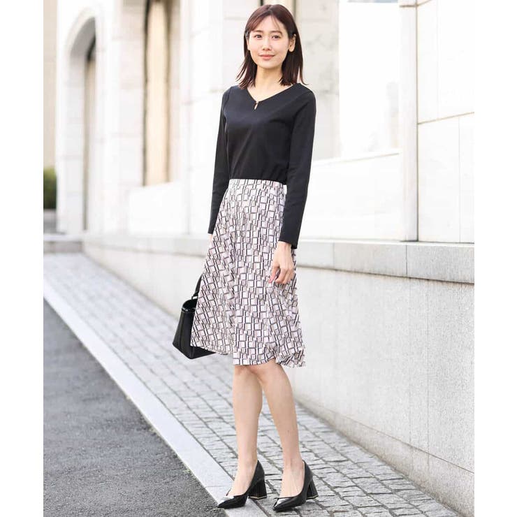 スクエア幾何柄ジャージスカート/洗える | OFUON | 詳細画像6 