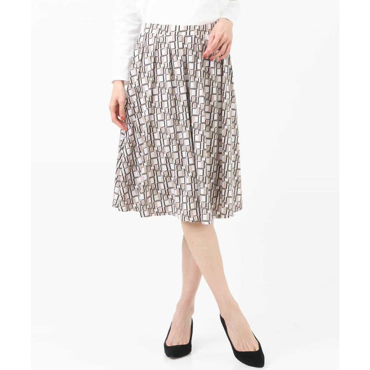 スクエア幾何柄ジャージスカート/洗える | OFUON | 詳細画像7 