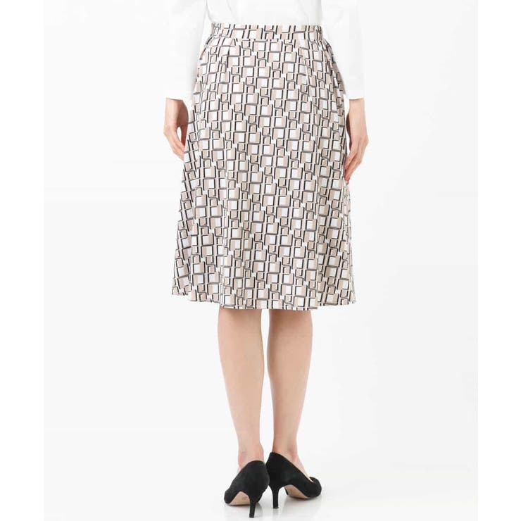 スクエア幾何柄ジャージスカート/洗える | OFUON | 詳細画像9 