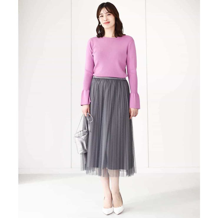 ドット柄チュールプリーツスカート/洗える | OFUON | 詳細画像13 