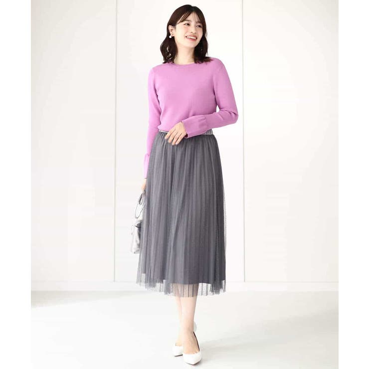 ドット柄チュールプリーツスカート/洗える | OFUON | 詳細画像14 