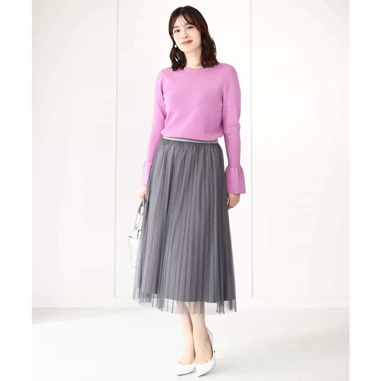 ドット柄チュールプリーツスカート/洗える | OFUON | 詳細画像15 