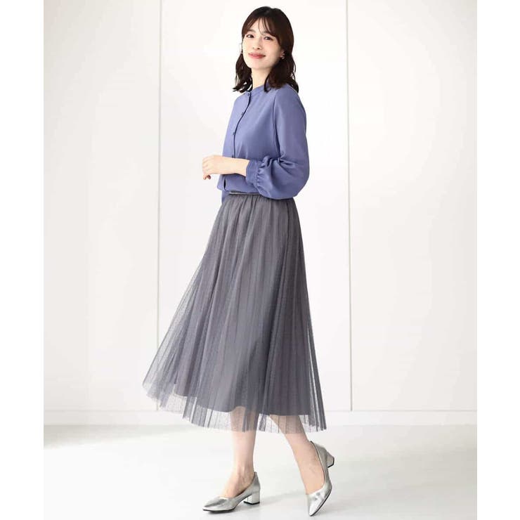 ドット柄チュールプリーツスカート/洗える | OFUON | 詳細画像24 