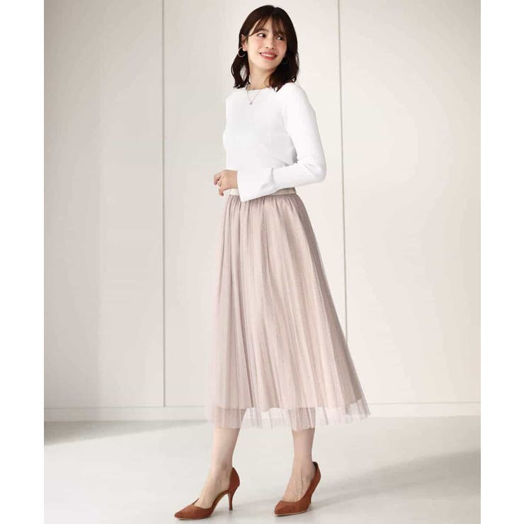 ドット柄チュールプリーツスカート/洗える | OFUON | 詳細画像4 