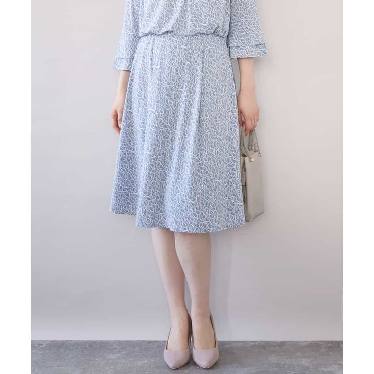 ライトブルー | カリグラフィープリント ジャージスカート/洗える/WEB限定サイズあり | OFUON