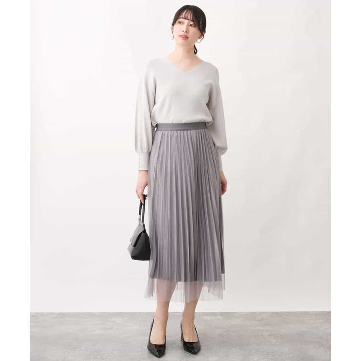 チュールサテンプリーツスカート/洗える | OFUON | 詳細画像10 