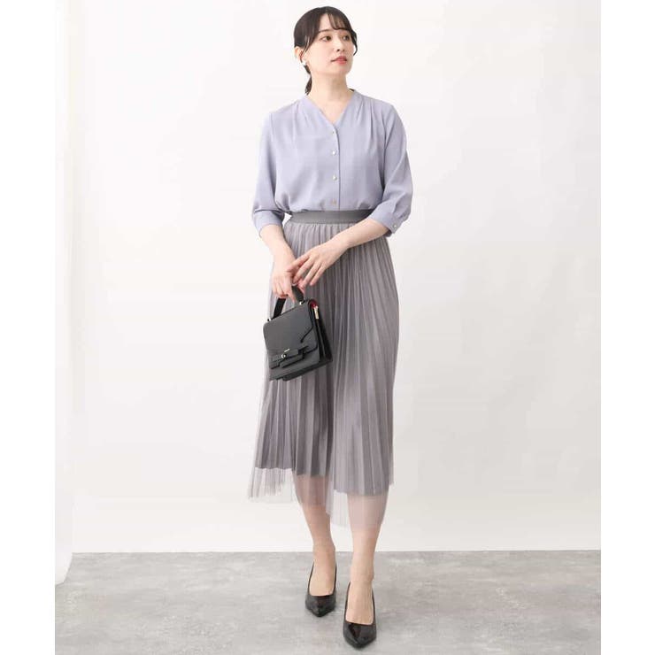 チュールサテンプリーツスカート/洗える | OFUON | 詳細画像18 