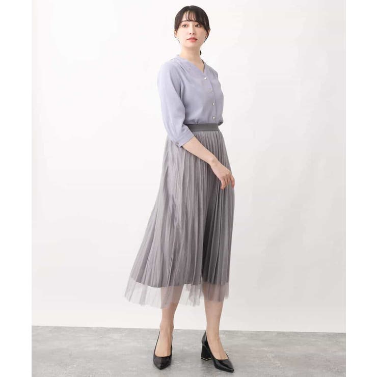 チュールサテンプリーツスカート/洗える | OFUON | 詳細画像19 