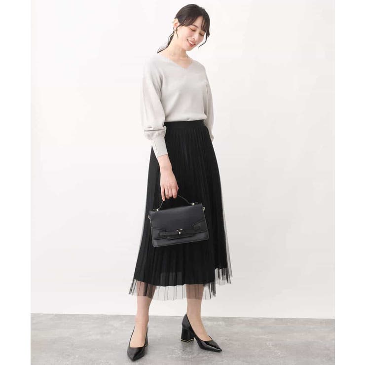 チュールサテンプリーツスカート/洗える | OFUON | 詳細画像3 