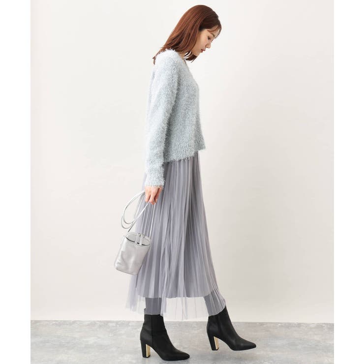 チュールサテンプリーツスカート/洗える | OFUON | 詳細画像30 