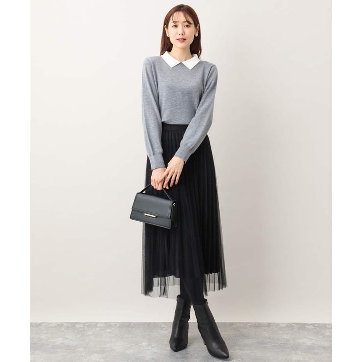 チュールサテンプリーツスカート/洗える | OFUON | 詳細画像31 