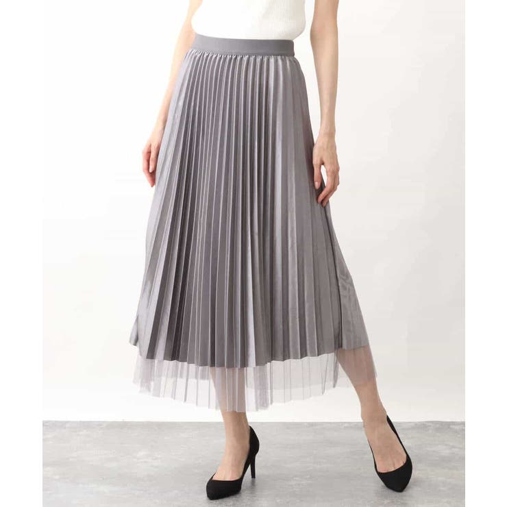 チュールサテンプリーツスカート/洗える | OFUON | 詳細画像40 