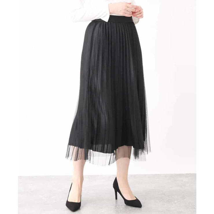 チュールサテンプリーツスカート/洗える | OFUON | 詳細画像42 