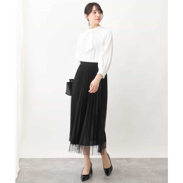 チュールサテンプリーツスカート/洗える | OFUON | 詳細画像46 