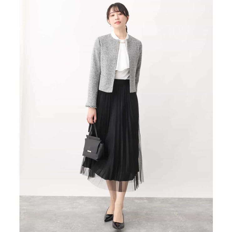 チュールサテンプリーツスカート/洗える | OFUON | 詳細画像48 