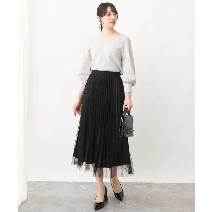 チュールサテンプリーツスカート/洗える | OFUON | 詳細画像5 