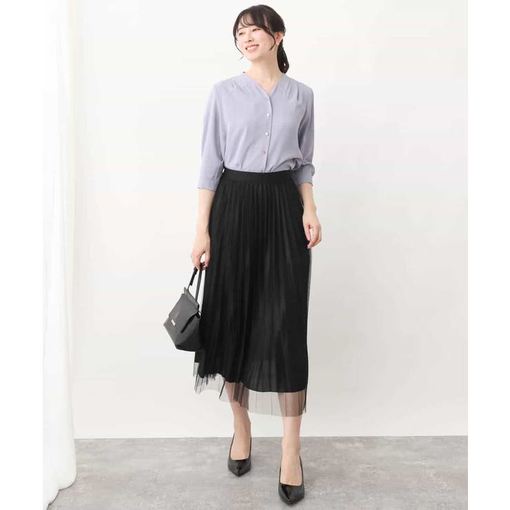 チュールサテンプリーツスカート/洗える | OFUON | 詳細画像7 
