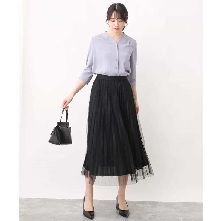 チュールサテンプリーツスカート/洗える | OFUON | 詳細画像8 