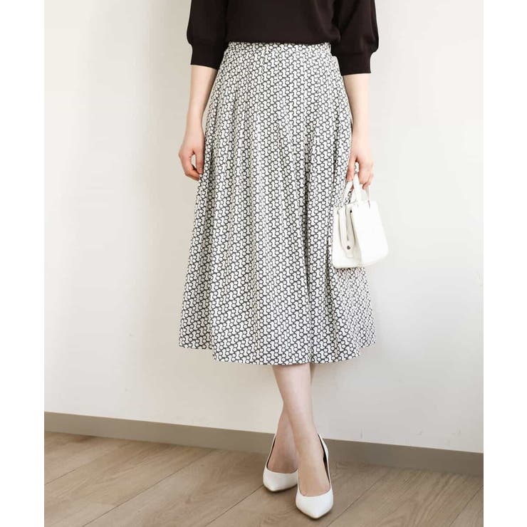 ホワイト | ビットプリントスカート/洗える | OFUON
