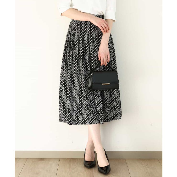 ブラック | ビットプリントスカート/洗える | OFUON