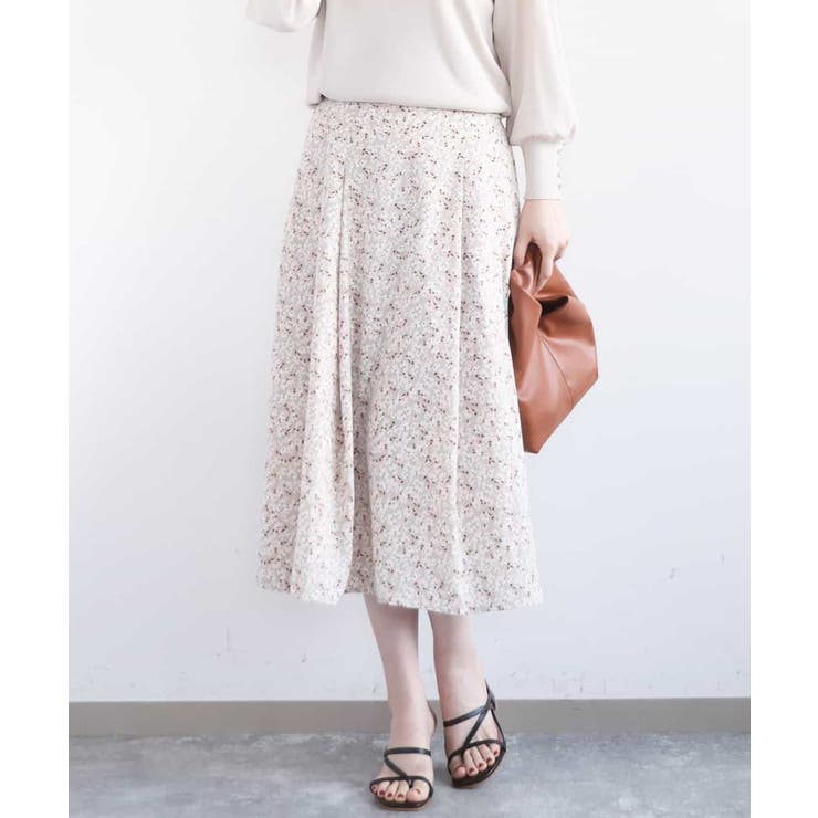 ベージュ | レトロフラワープリントスカート/洗える | OFUON