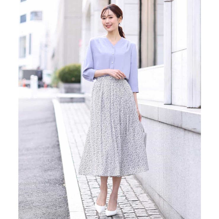 小花柄タックギャザースカート/洗える | OFUON | 詳細画像17 