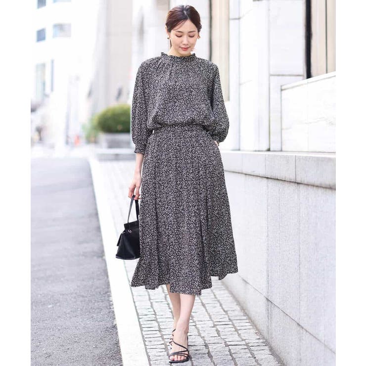 小花柄タックギャザースカート/洗える | OFUON | 詳細画像3 