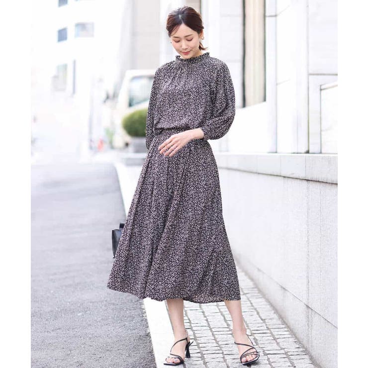 小花柄タックギャザースカート/洗える | OFUON | 詳細画像5 