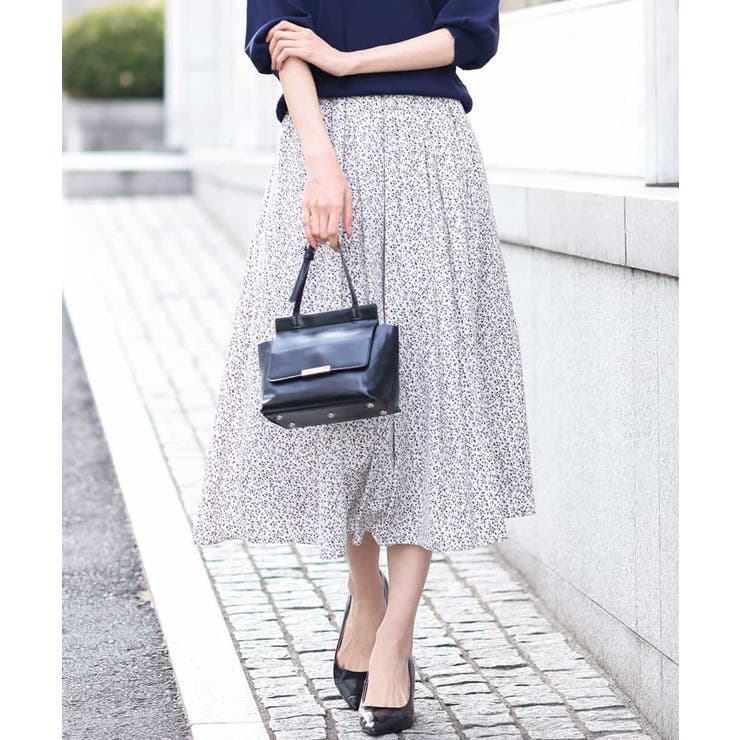 アイボリー | 小花柄タックギャザースカート/洗える | OFUON