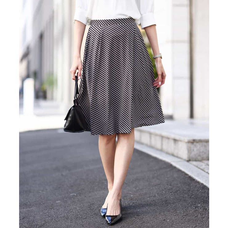 ダークグレー | 幾何柄フレアースカート/洗える | OFUON