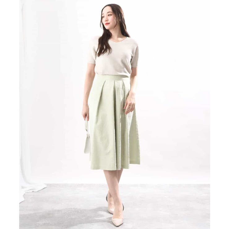 フロッキープリントタックスカート | OFUON | 詳細画像13 