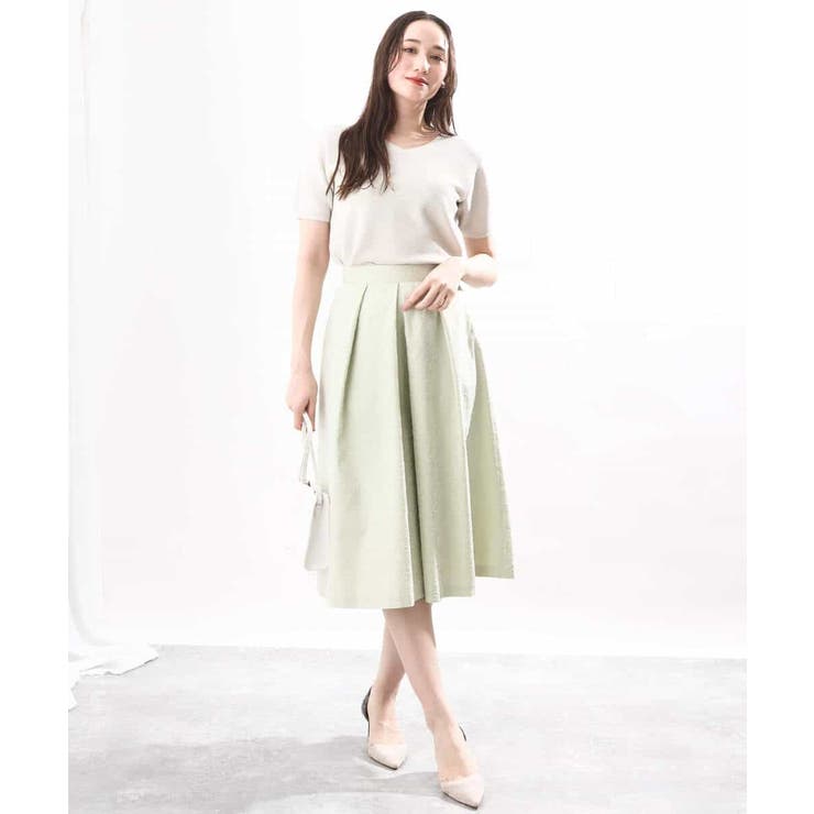 フロッキープリントタックスカート | OFUON | 詳細画像15 