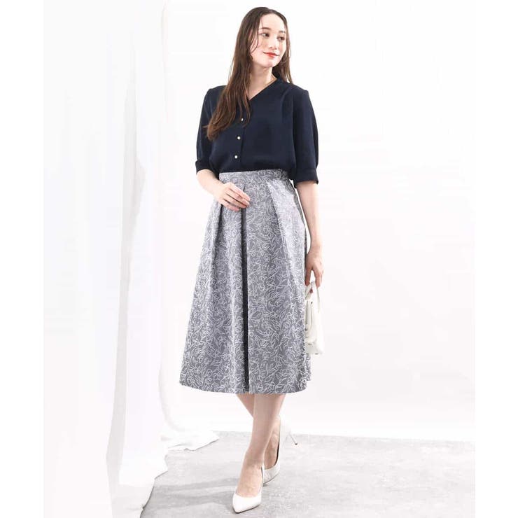 フロッキープリントタックスカート | OFUON | 詳細画像16 