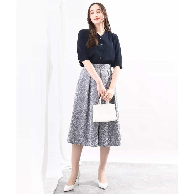 フロッキープリントタックスカート | OFUON | 詳細画像17 