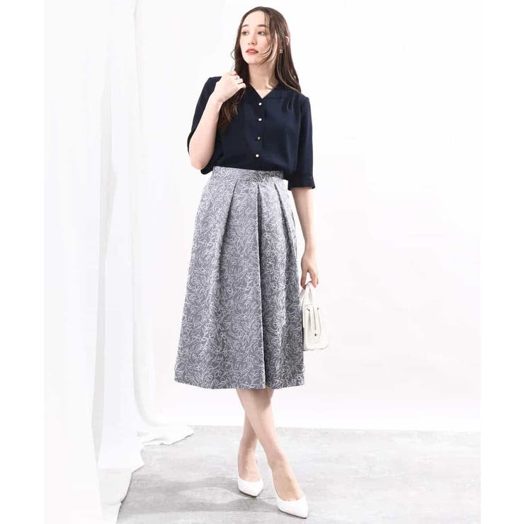 フロッキープリントタックスカート | OFUON | 詳細画像18 