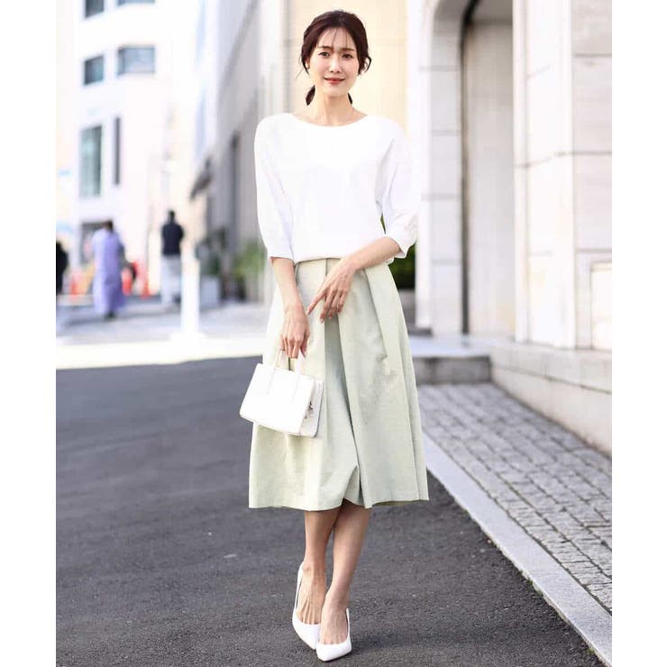 フロッキープリントタックスカート | OFUON | 詳細画像19 