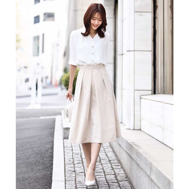 フロッキープリントタックスカート | OFUON | 詳細画像24 