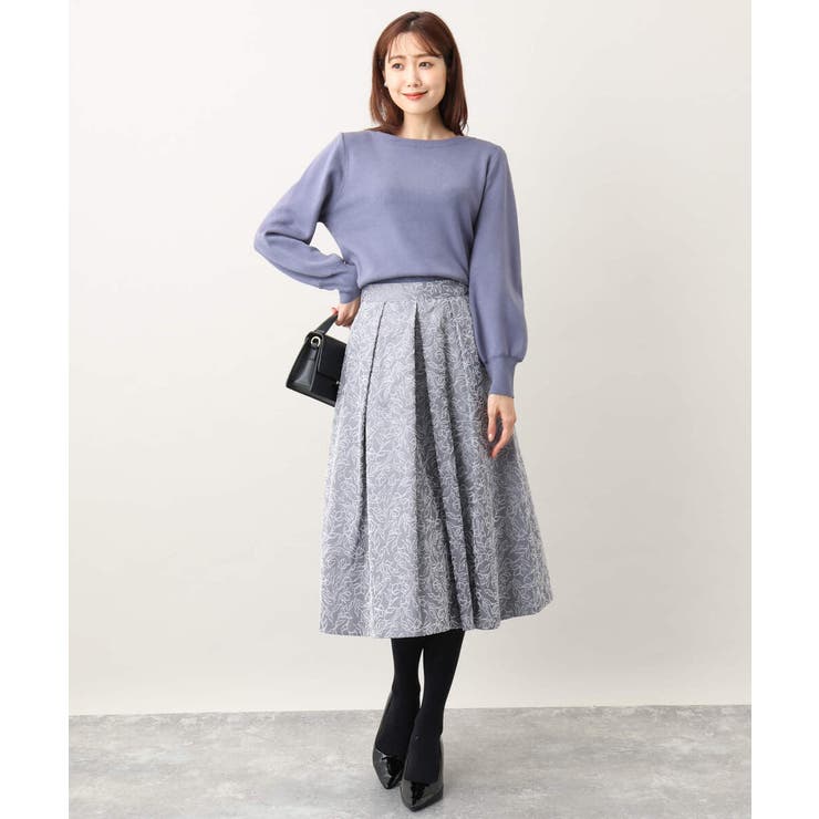 フロッキープリントタックスカート | OFUON | 詳細画像30 