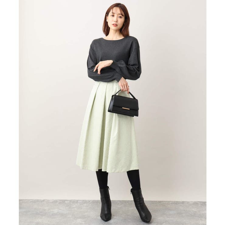 フロッキープリントタックスカート | OFUON | 詳細画像32 