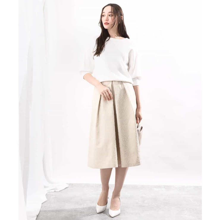 フロッキープリントタックスカート | OFUON | 詳細画像4 