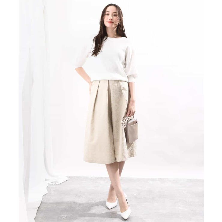 フロッキープリントタックスカート | OFUON | 詳細画像5 