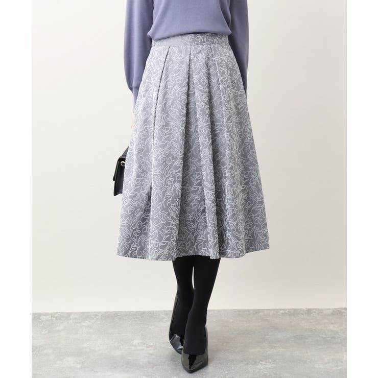 グレー | フロッキープリントタックスカート | OFUON