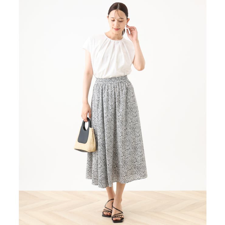 モノトーンリーフ柄フレアースカート/洗える | OFUON | 詳細画像10 