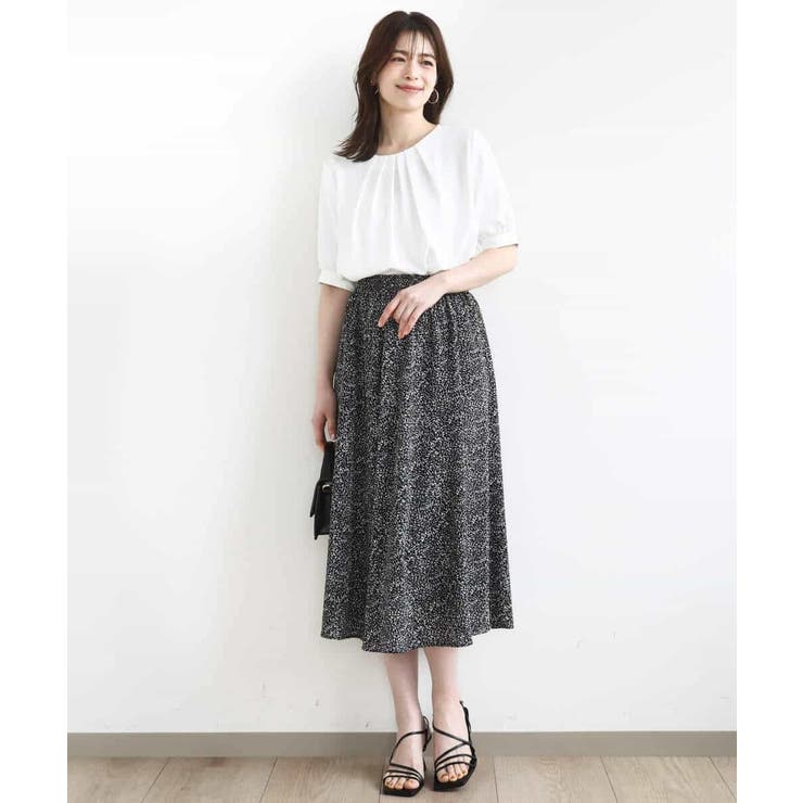 モノトーンリーフ柄フレアースカート/洗える | OFUON | 詳細画像12 