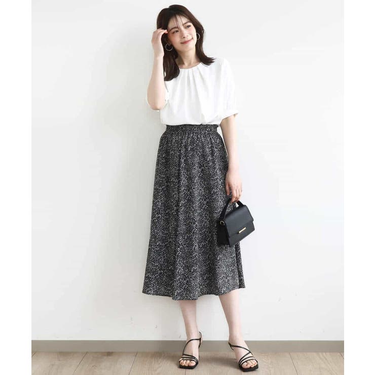 モノトーンリーフ柄フレアースカート/洗える | OFUON | 詳細画像14 