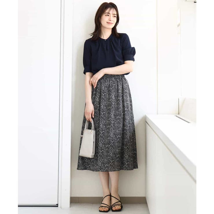 モノトーンリーフ柄フレアースカート/洗える | OFUON | 詳細画像2 