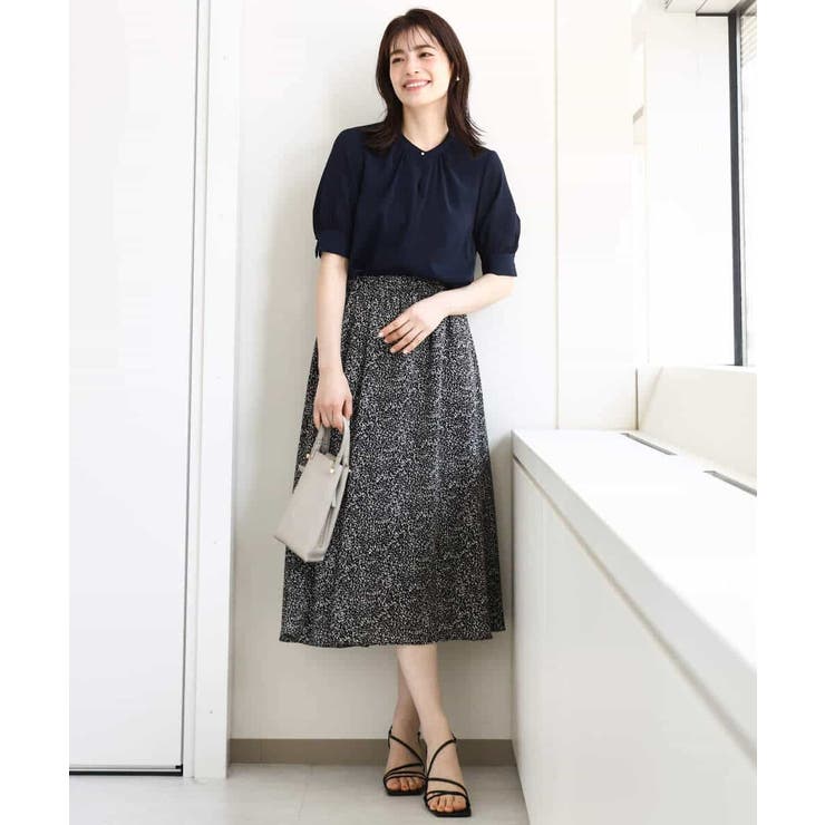 モノトーンリーフ柄フレアースカート/洗える | OFUON | 詳細画像4 