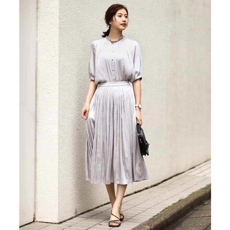 サテンプリーツ加工フレアースカート/洗える | OFUON | 詳細画像10 