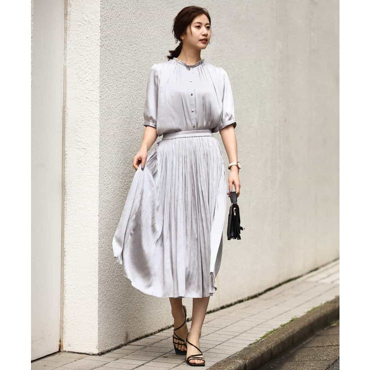 サテンプリーツ加工フレアースカート/洗える | OFUON | 詳細画像11 